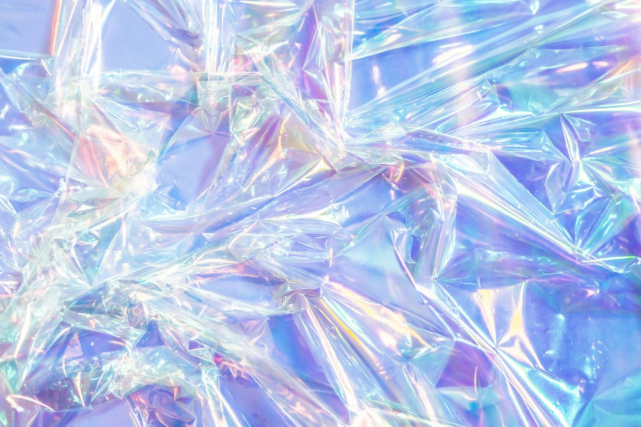 Close-up of iridescent holographic film