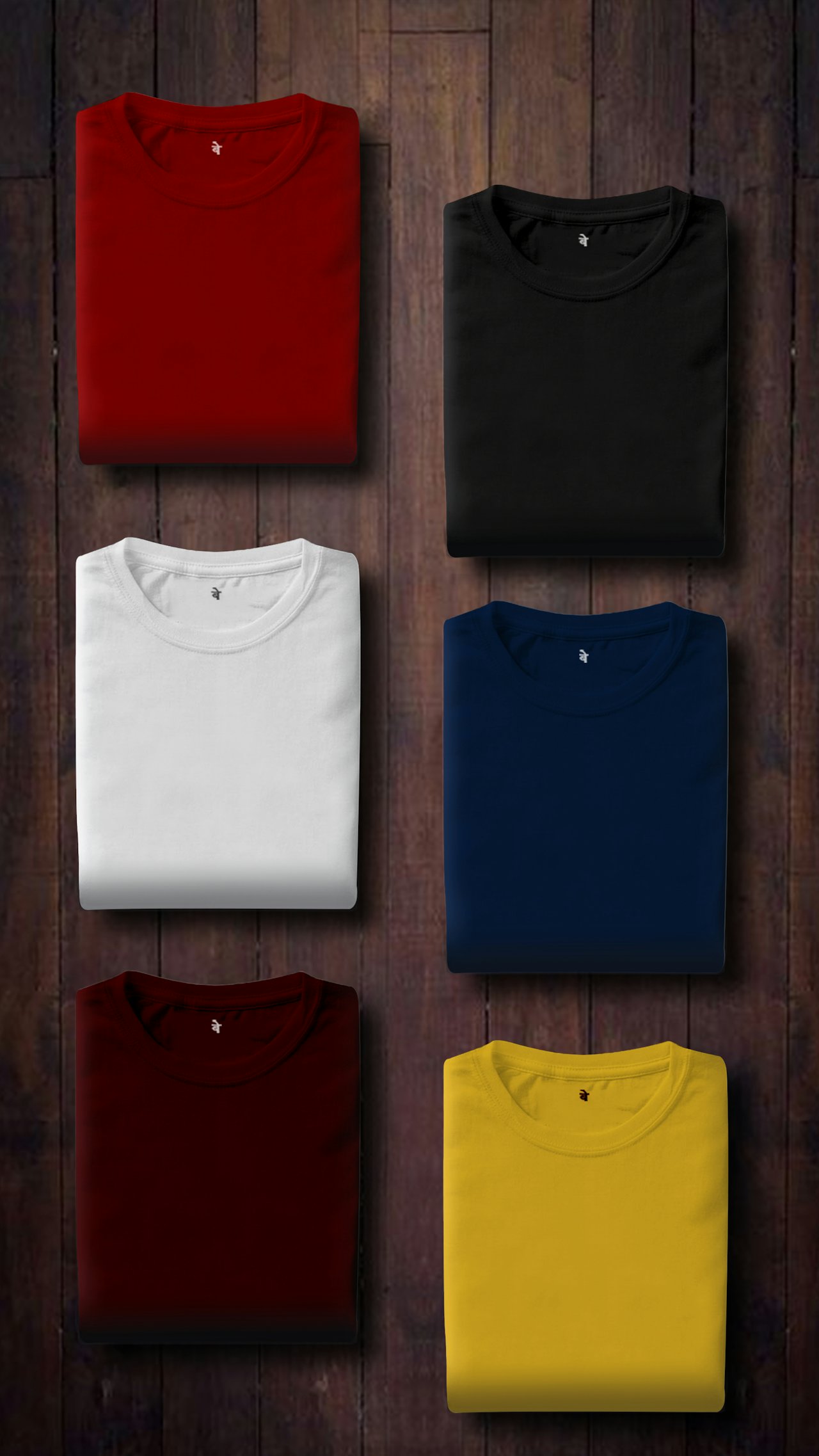 Folded T-shirts in many colours