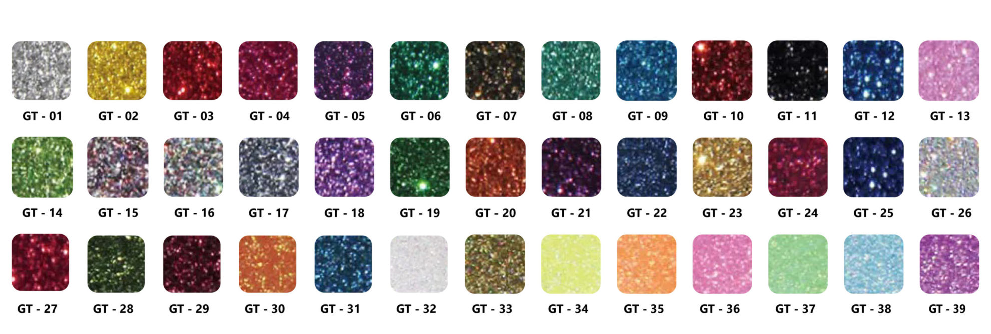 Glitter HTV colour chart